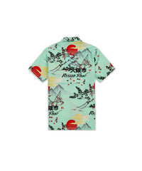 Thumbnail for Mount Fuji Viscose Button-Down Short Sleeve Shirt