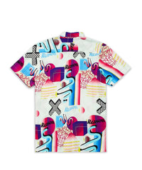 Thumbnail for Geo Shape Viscose Button-Down Short Sleeve Shirt - Multicolor