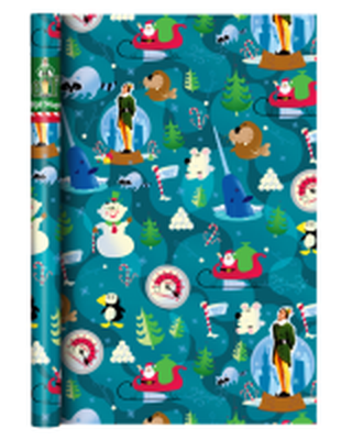 Elf Buddy Snowglobe Pattern  12ct 20" x 30" Printed Wrapping Paper – 24 pc ppk ($6.75 each)