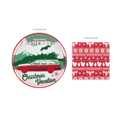 Christmas Vacation Wagon Tree Scene Sweater Pattern  32ct Paper Napkin and Plate Party Pack – 24 pc ppk ($4.25 each)