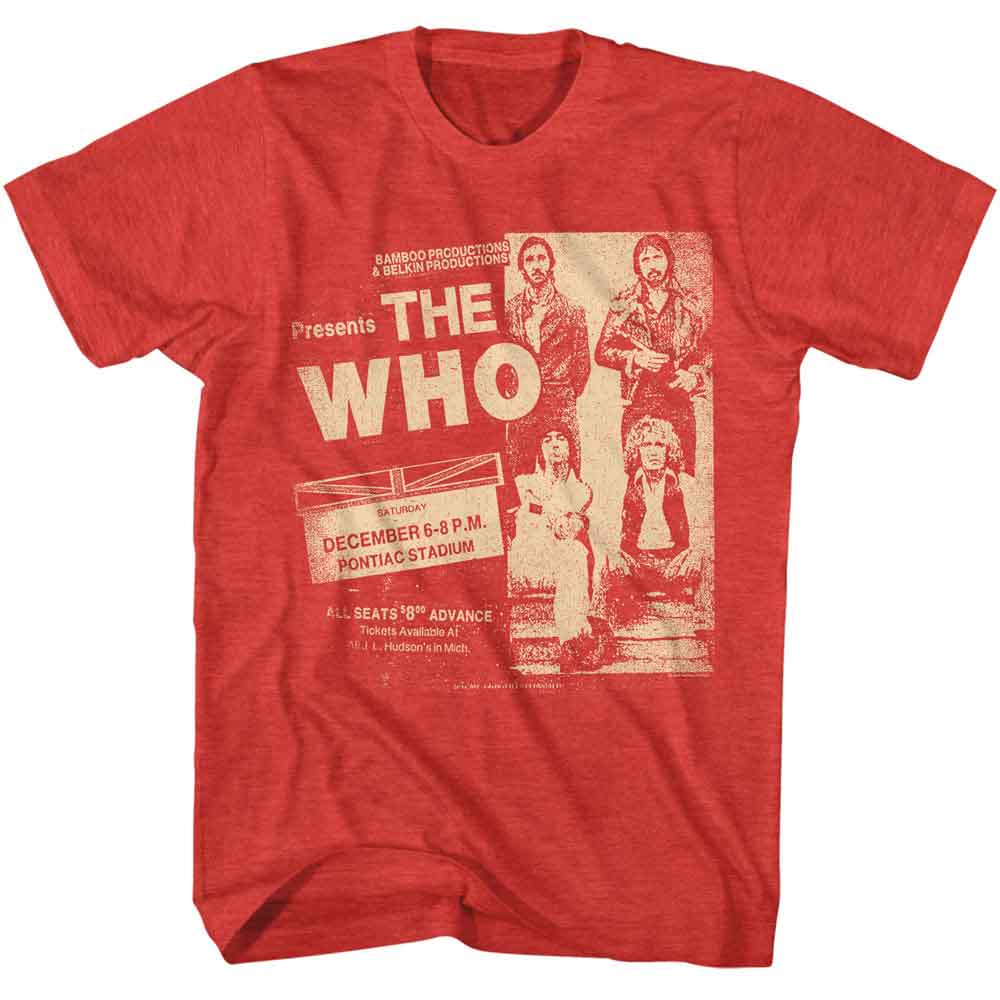 THE WHO-THE WHO PONTIAC STADIUM-RED HEATHER ADULT S/S TSHIRT