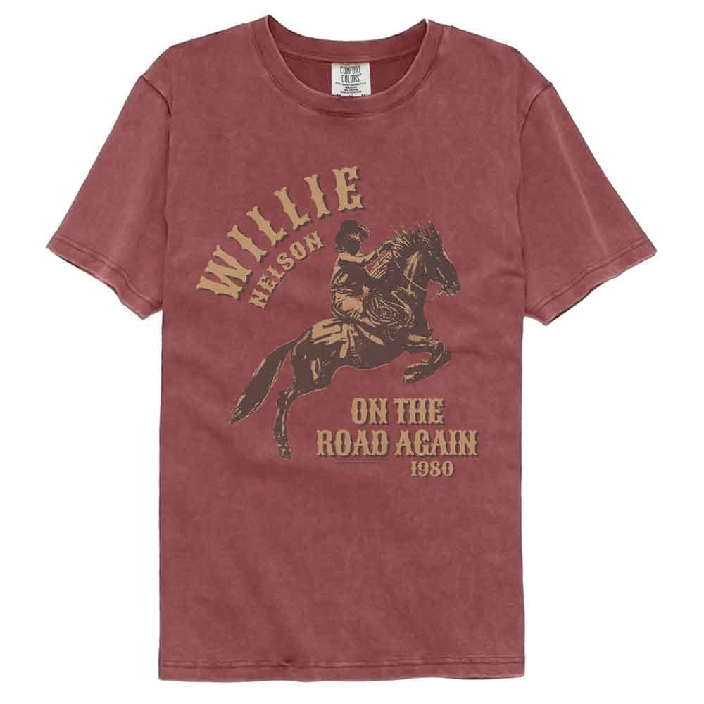 WILLIE NELSON-WILLIE NELSON ON THE ROAD AGAIN-BRICK ADULT S/S COMFORT COLOR TSHIRT