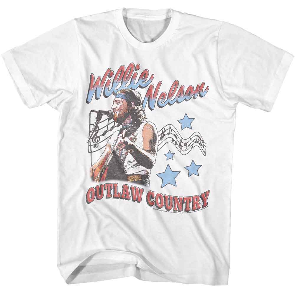 WILLIE NELSON-WILLIE NELSON OUTLAW COUNTRY AMERICANA-WHITE ADULT S/S TSHIRT