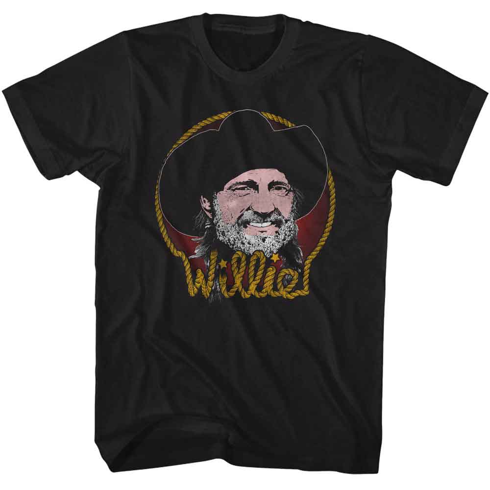 WILLIE NELSON-WILLIE NELSON ROPE BORDER-BLACK ADULT S/S TSHIRT