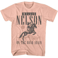 Thumbnail for WILLIE NELSON-WILLIE NELSON ON THE ROAD AGAIN COWBOY-PEACH ADULT S/S TSHIRT
