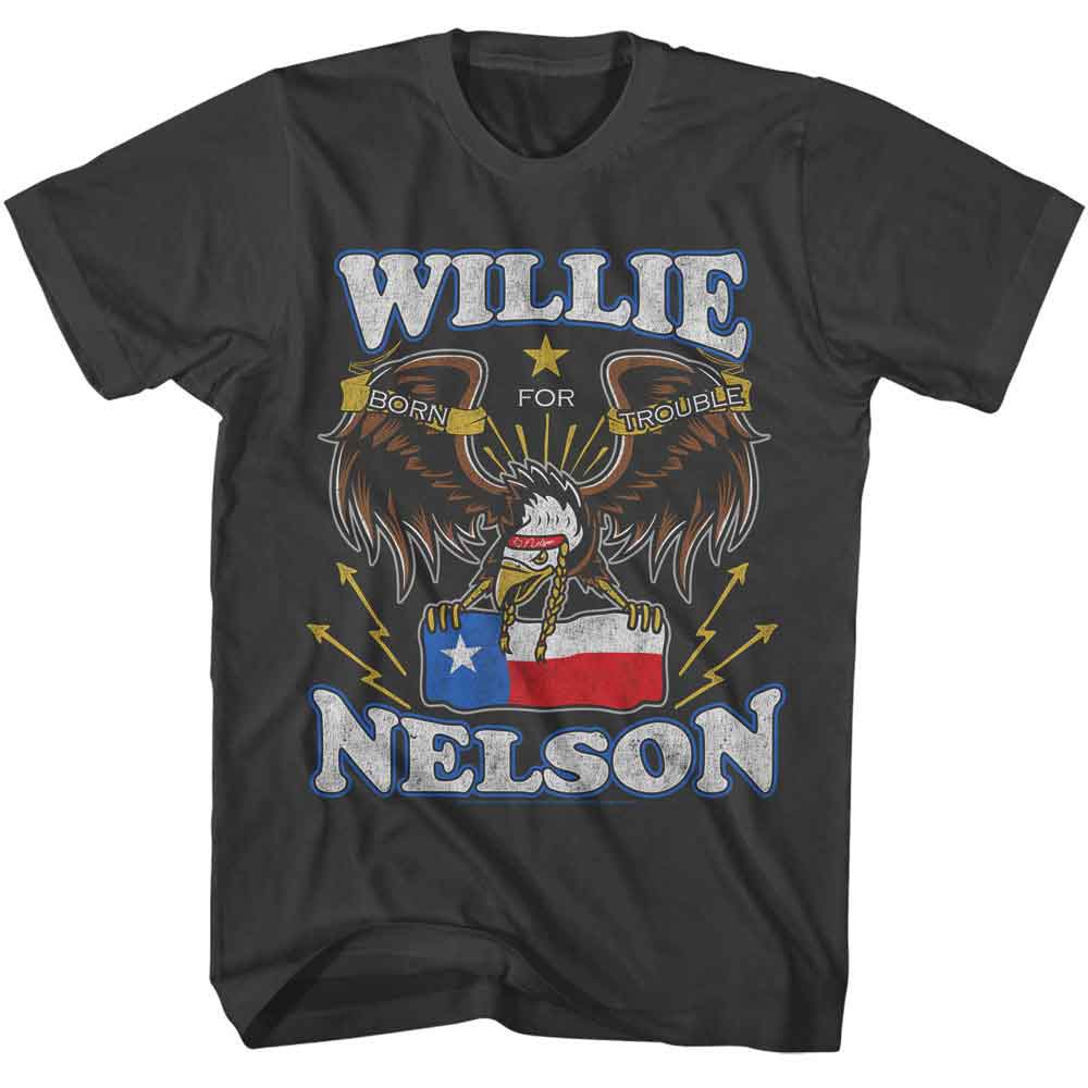 WILLIE NELSON-WILLIE NELSON BORN FOR TROUBLE EAGLE-SMOKE ADULT S/S TSHIRT
