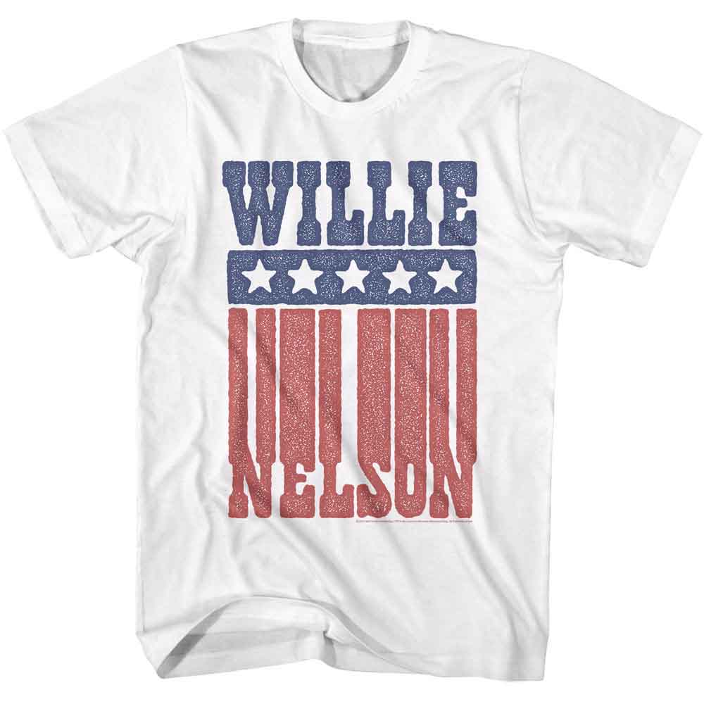 WILLIE NELSON-WILLIE NELSON FLAG NAME-WHITE ADULT S/S TSHIRT