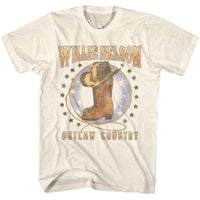 Thumbnail for WILLIE NELSON-WILLIE NELSON BOOTS AND HAT-NATURAL ADULT S/S TSHIRT