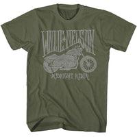 Thumbnail for WILLIE NELSON-WILLIE NELSON MIDNIGHT RIDER-MILITARY GREEN ADULT S/S TSHIRT