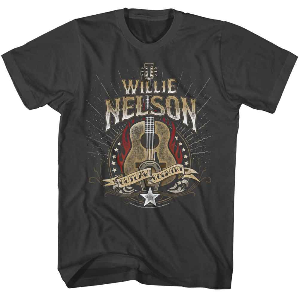 WILLIE NELSON-WILLIE NELSON OUTLAW GUITAR-SMOKE ADULT S/S TSHIRT