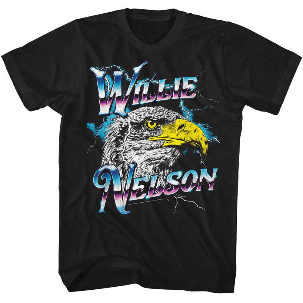 WILLIE NELSON-WILLIE NELSON EAGLE CHROME VINTAGE-BLACK ADULT S/S TSHIRT