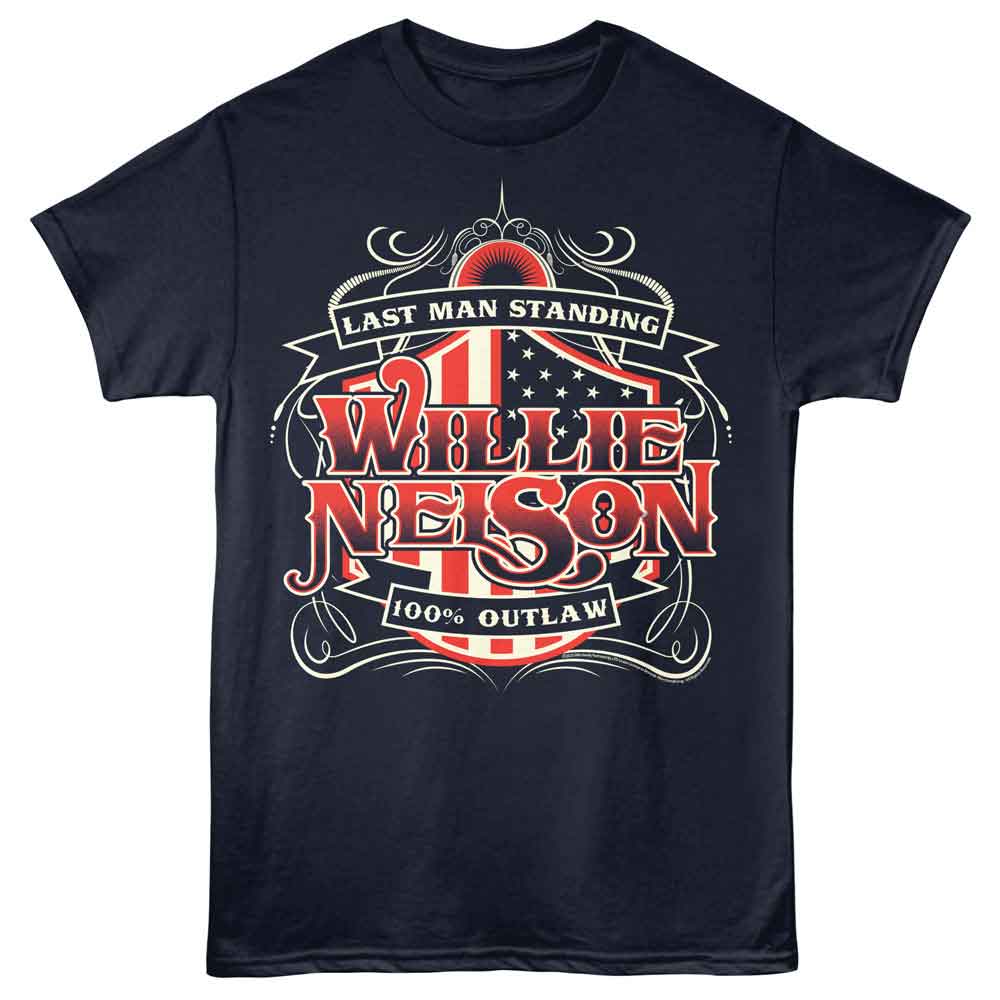 WILLIE NELSON-WILLIE NELSON LAST MAN STANDING-NAVY ADULT S/S TSHIRT