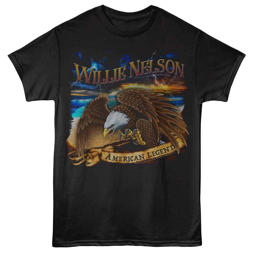 WILLIE NELSON-WILLIE NELSON LIGHTNING EAGLE-BLACK ADULT S/S TSHIRT