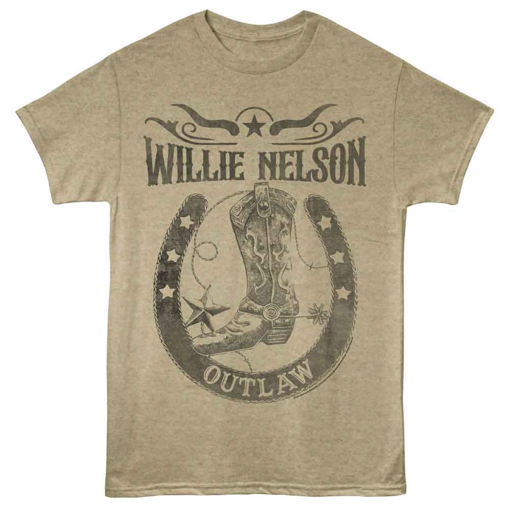 WILLIE NELSON-WILLIE NELSON OUTLAW HORSESHOE-KHAKI HEATHER ADULT S/S TSHIRT