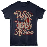 Thumbnail for WILLIE NELSON-WILLIE NELSON ROUTE 66-NAVY ADULT S/S TSHIRT