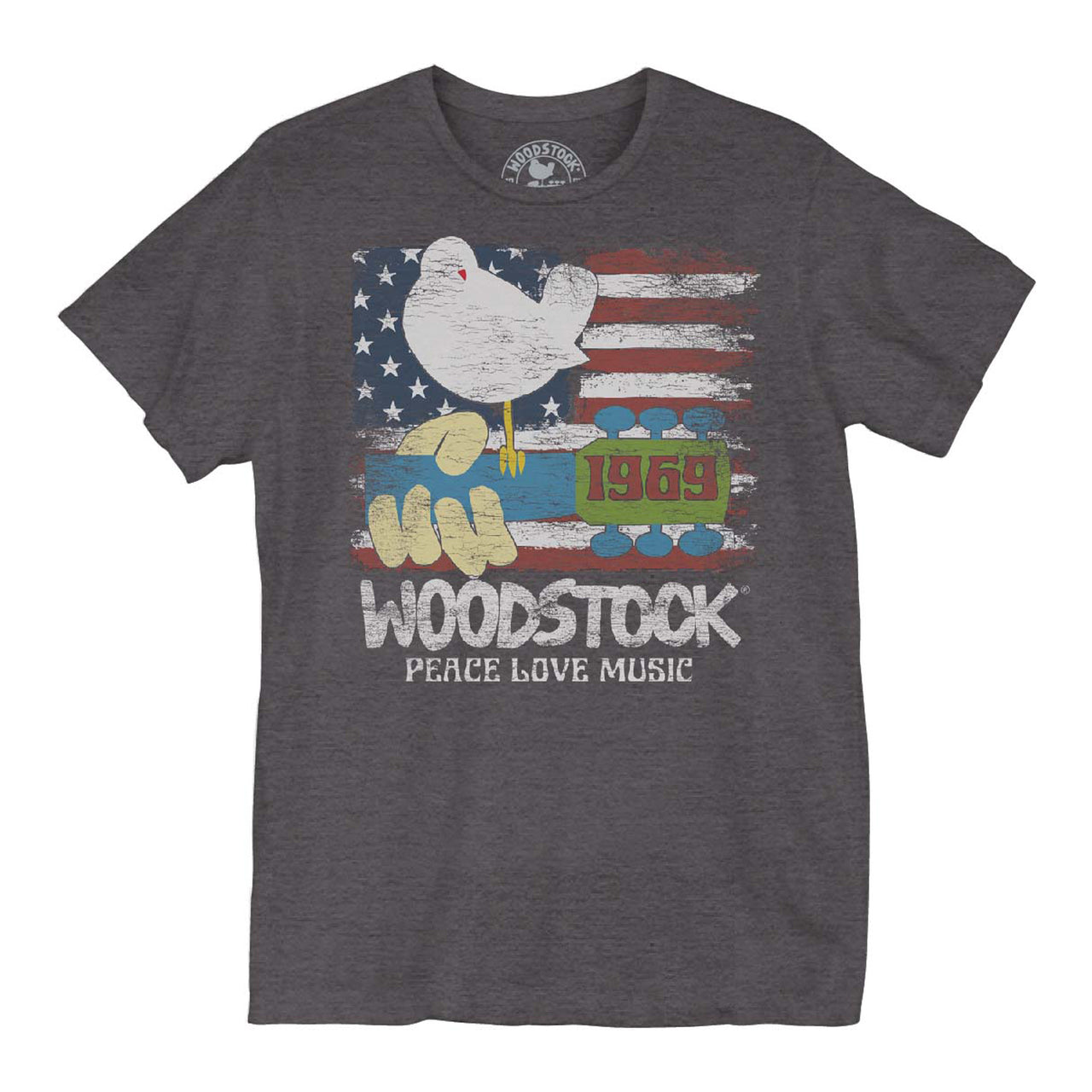 WOODSTOCK AMERICANA HEATHER CHARCOAL UNISEX TSHIRT