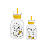Thumbnail for Winnie the Pooh Sweet as Can Bee  15oz Glass Milk Bottle w Straw – 12 pc ppk ($7.00 each)