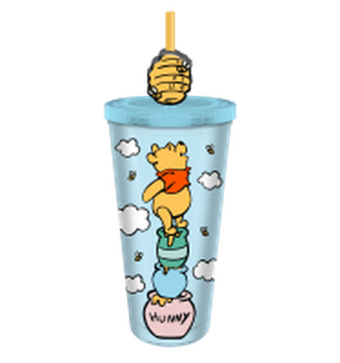 Winnie the Pooh Honeypot Stack Beehive  24oz Plastic Cold Cup w/ Lid and Topper Straw – 12 pc ppk ($6.50 each)
