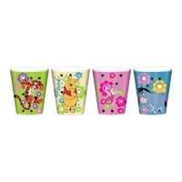 Thumbnail for Winnie the Pooh Group Style  4pc 1.5oz Plastic Mini Cup Set – 24 pc ppk ($3.50 each)