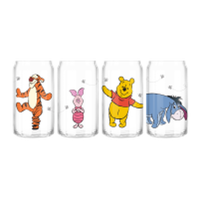 Winnie the Pooh Piglet Eeyore Tigger Sketchy Bees  4pc 16oz Can Glass Set – 8 pc ppk ($14.50 each)