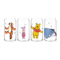 Thumbnail for Winnie the Pooh Piglet Eeyore Tigger Sketchy Bees  4pc 16oz Can Glass Set – 8 pc ppk ($14.50 each)