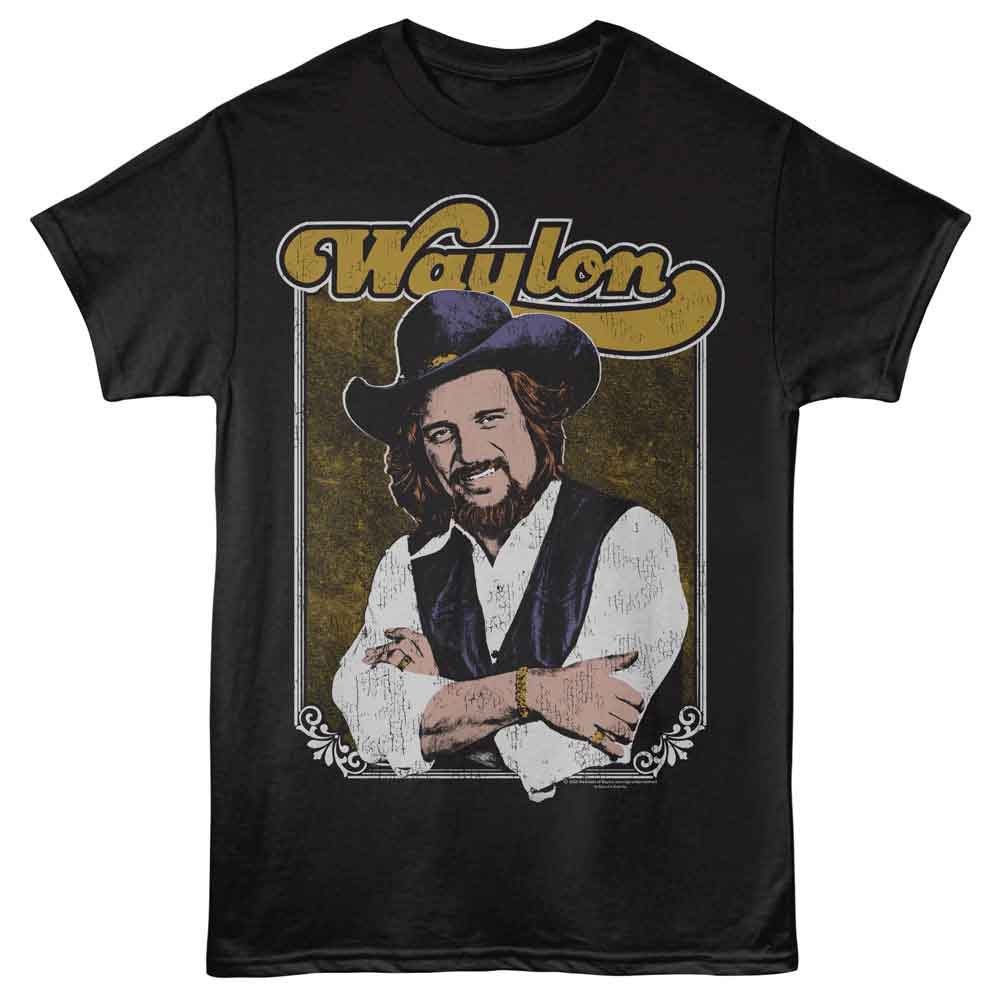 WAYLON JENNINGS-WAYLON JENNINGS CROSSED ARMS PHOTO-BLACK ADULT S/S TSHIRT