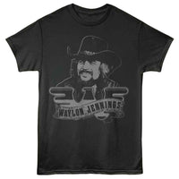 Thumbnail for WAYLON JENNINGS-WAYLON JENNINGS PORTRAIT AND LOGO-SMOKE ADULT S/S TSHIRT