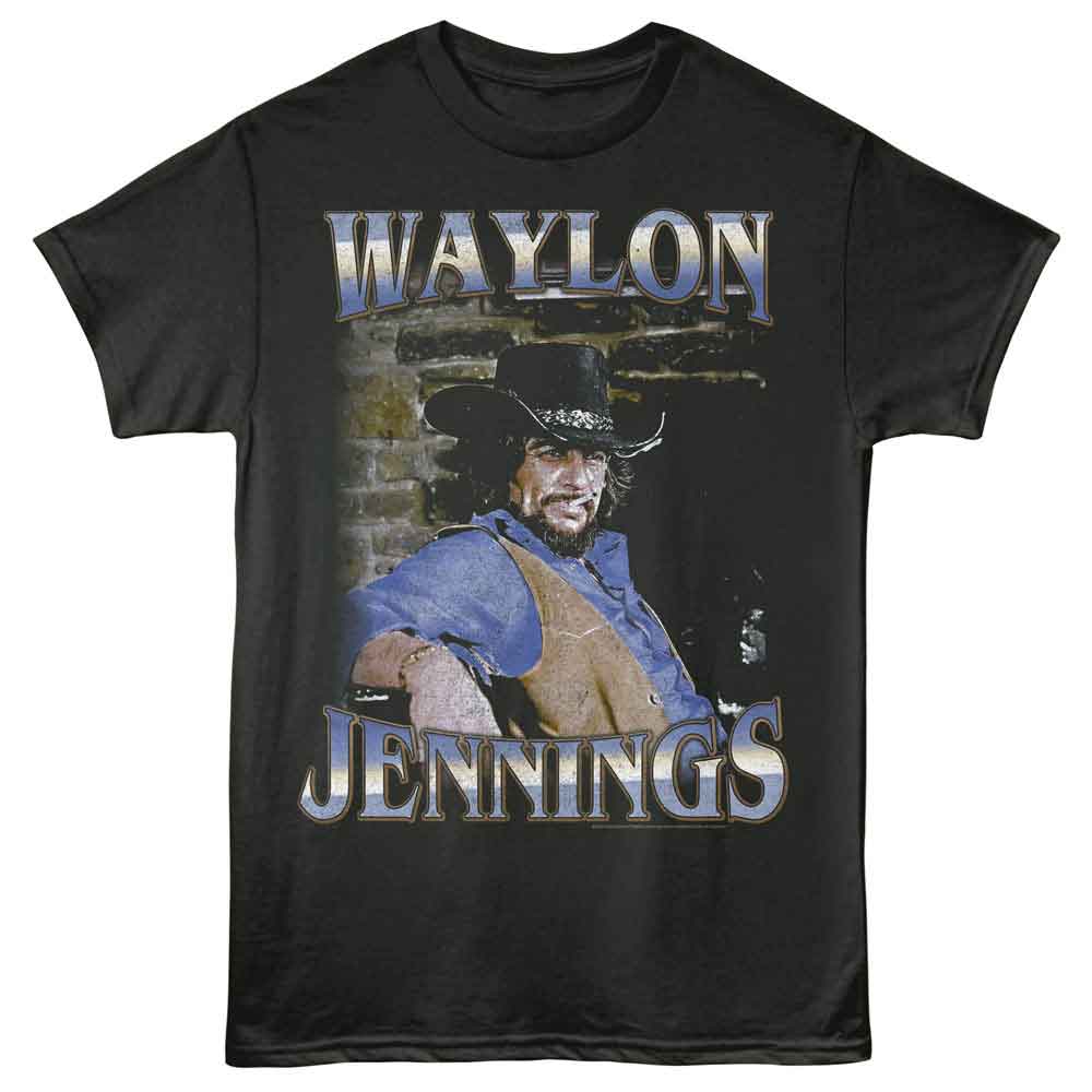 WAYLON JENNINGS-WAYLON JENNINGS FADED BRICK-SMOKE ADULT S/S TSHIRT