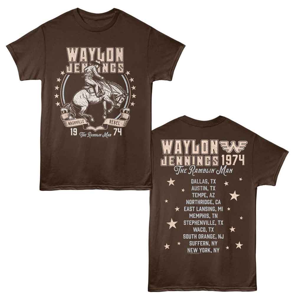 WAYLON JENNINGS-WAYLON JENNINGS NASHVILLE REBEL COWBOY-DARK CHOCOLATE ADULT S/S TSHIRT ***F&B***