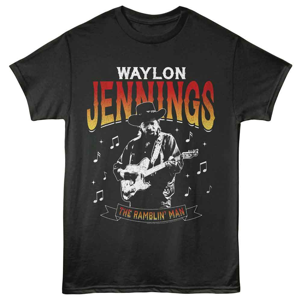 WAYLON JENNINGS-WAYLON JENNINGS MUSIC NOTES-SMOKE ADULT S/S TSHIRT