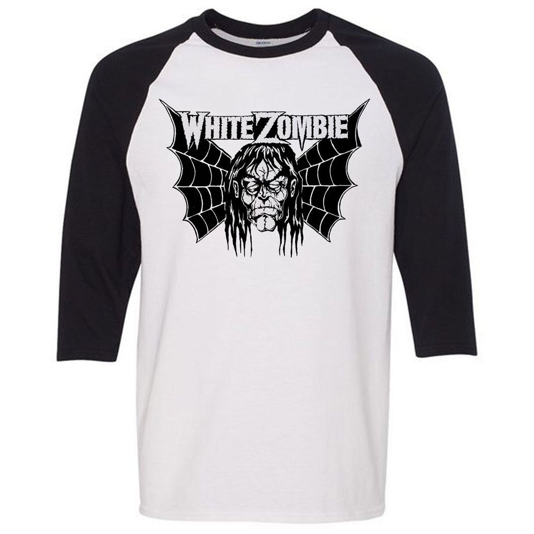White Zombie Bat Face Raglan Jersey