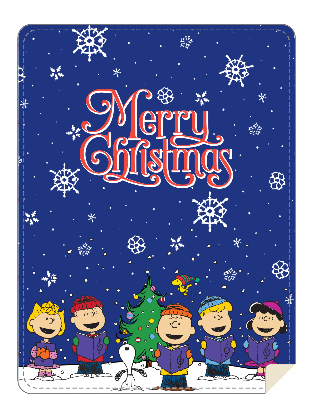 Snoopy Caroling Xmas Throw Blanket