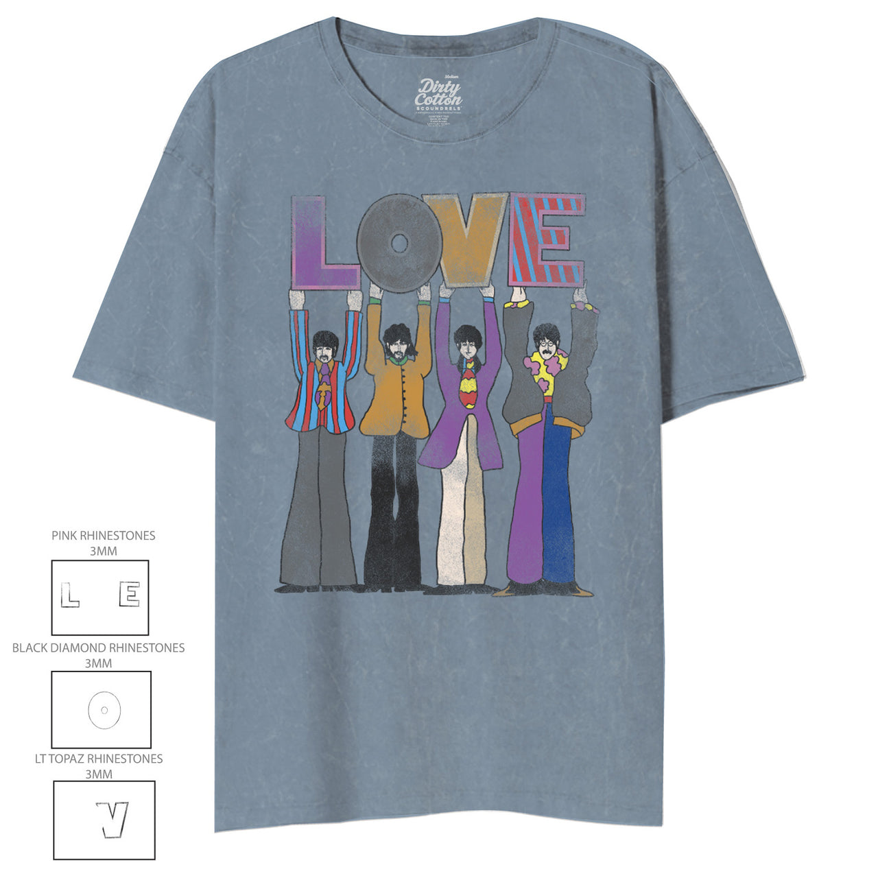 YELLOW SUBMARINE LOVE SPELLED OUT BLUE SHADOW OVERSIZED UNISEX TEE