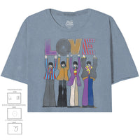 Thumbnail for YELLOW SUBMARINE LOVE SPELLED OUT BLUE SHADOW OVERSIZED CROP TEE