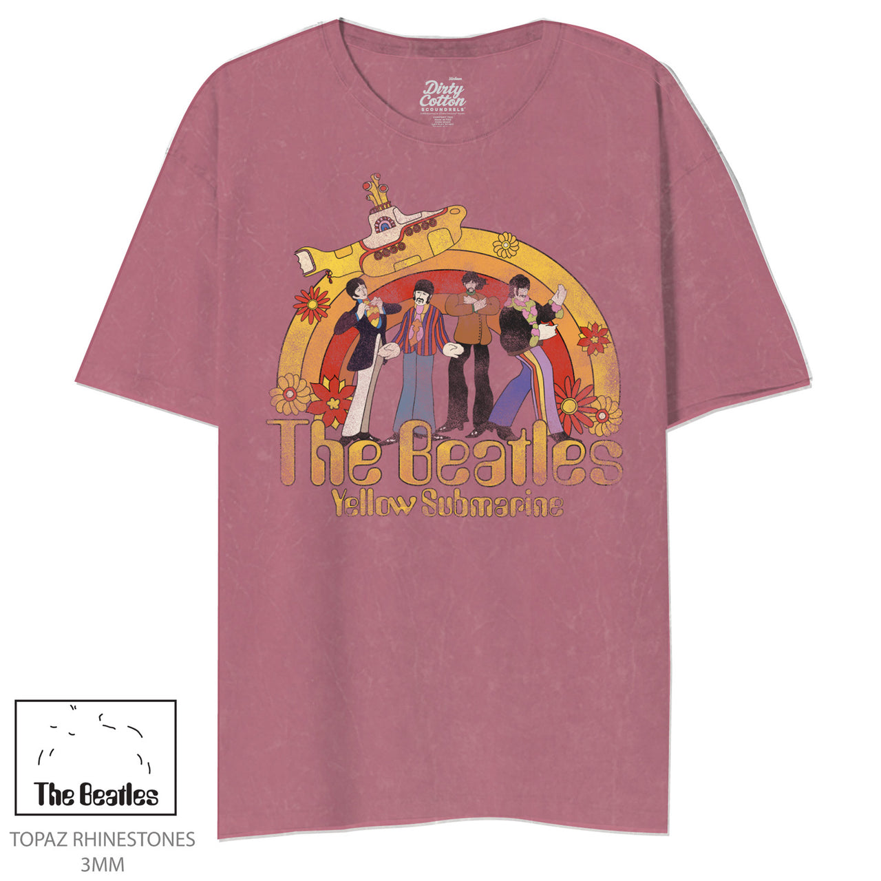 YELLOW SUBMARINE HALF FLORAL RAINBOW RAPTURE ROSE UNISEX TEE