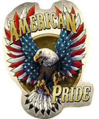 Thumbnail for 13.5” x 17.5” - AMERICAN PRIDE - SHAPED AND EMBOSSED METAL SIGN - (2 PC PREPACK - $9.00 EACH)