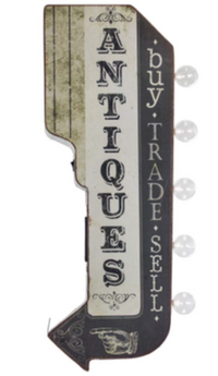 Thumbnail for 25x10 - ANTIQUES  2 SIDED METAL SIGN - WITH LED BULBS- (2 PC PREPACK - $22.00 EACH)