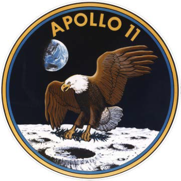 APOLLO 11 EAGLE DOMED METAL SIGN - 15" ROUND- (2 PC PREPACK - $5.50 EACH)