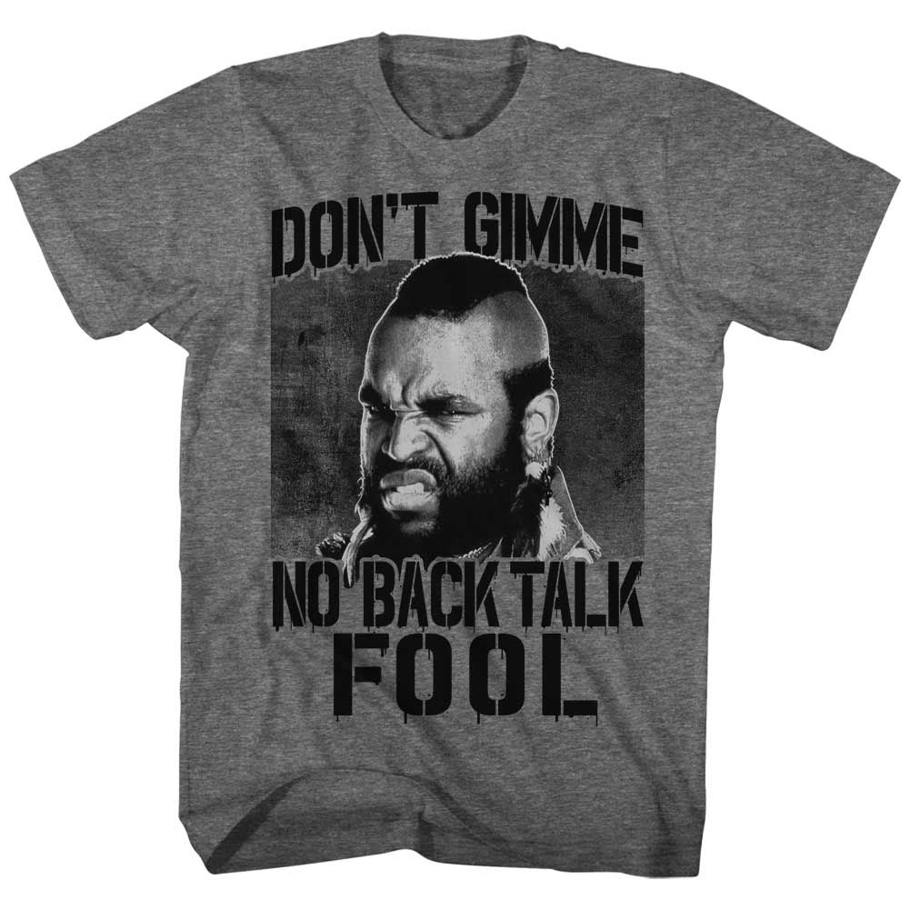 MR T-NO BACK TALK-GRAPHITE HEATHER ADULT S/S TSHIRT
