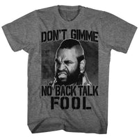 Thumbnail for MR T-NO BACK TALK-GRAPHITE HEATHER ADULT S/S TSHIRT