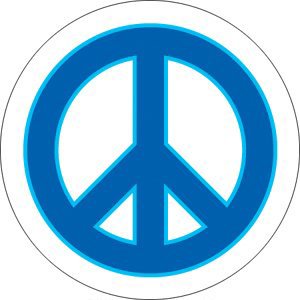 Peace Sign Blue 1.25" Button - 6 pc prepack