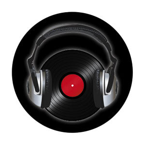 Record w/ Headphones 1.25" Button - 6 pc prepack