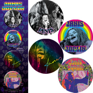 Janis Joplin 4 Pack 1.25" Button Set - 3 pc prepack