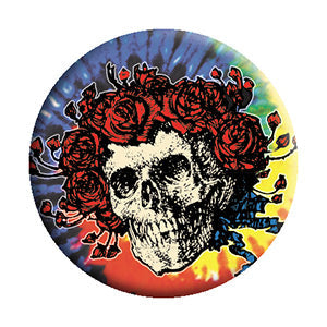 Grateful Dead Skull  Roses on Tie Dye 1.25" Round Button - 6 pc prepack