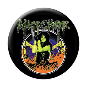 Alice Cooper In Flames 1.25" Round Button - 6 pc prepack