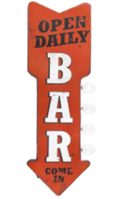 25x6 - BAR OFF THE WALL  2 SIDED METAL SIGN - WITH LED BULBS- (2 PC PREPACK - $22.00 EACH)