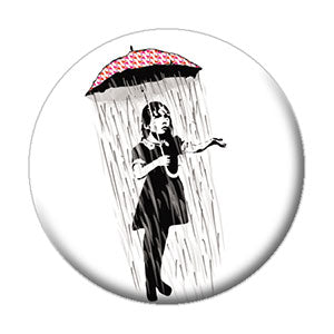 Banksy's Graffiti Umbrella Girl 1.25" Button - 6 pc prepack