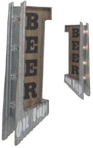 Thumbnail for 30x10 - BEER WITH CORRUGATED TIN -  2 SIDED METAL SIGN - WITH LED BULBS- (2 PC PREPACK - $27.50 EACH)