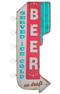 Thumbnail for 25x8 - BEER OFF THE WALL - 2 SIDED METAL SIGN - WITH LED BULBS- (2 PC PREPACK - $22.00 EACH)