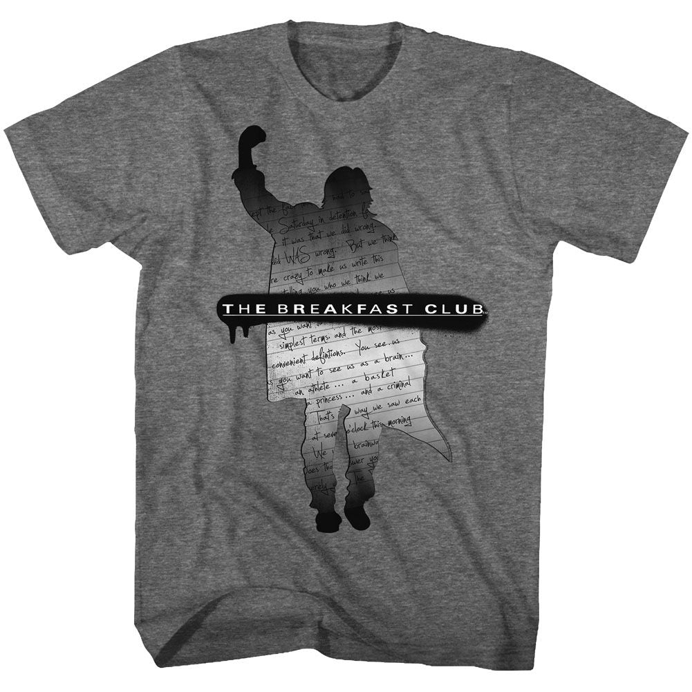 BREAKFAST CLUB-SILHOUETTE NOTE-GRAPHITE HEATHER ADULT S/S TSHIRT